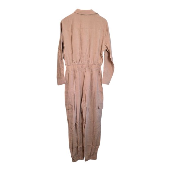 Charmant Ciel Women's Jumpsuit Cargo Style Jogger Large Khaki Elastic Waist - Picture 6 of 16